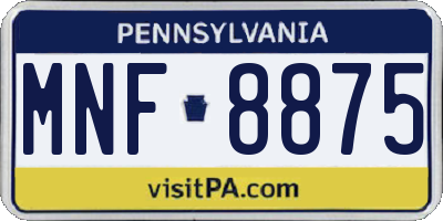 PA license plate MNF8875