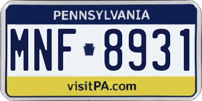 PA license plate MNF8931