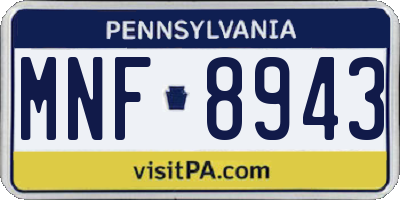 PA license plate MNF8943