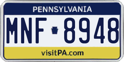 PA license plate MNF8948