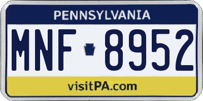 PA license plate MNF8952
