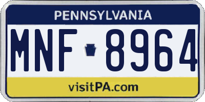 PA license plate MNF8964