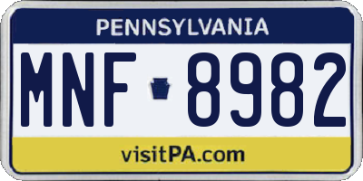 PA license plate MNF8982