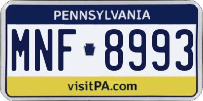 PA license plate MNF8993