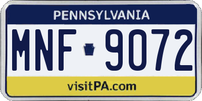 PA license plate MNF9072
