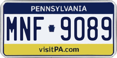 PA license plate MNF9089