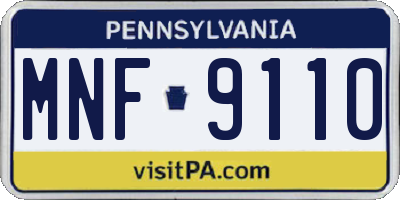 PA license plate MNF9110