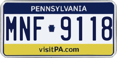 PA license plate MNF9118