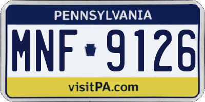 PA license plate MNF9126