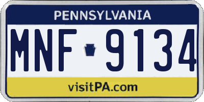 PA license plate MNF9134