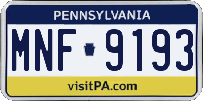 PA license plate MNF9193