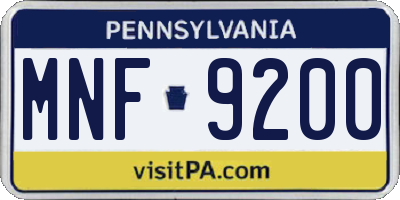 PA license plate MNF9200
