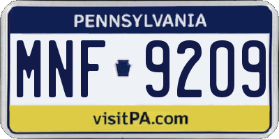 PA license plate MNF9209