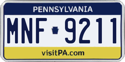 PA license plate MNF9211
