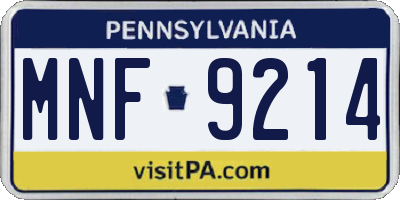 PA license plate MNF9214