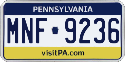 PA license plate MNF9236