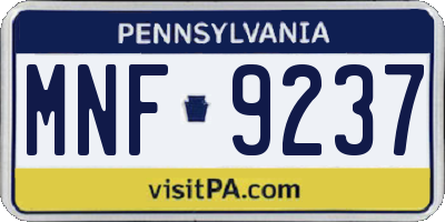 PA license plate MNF9237