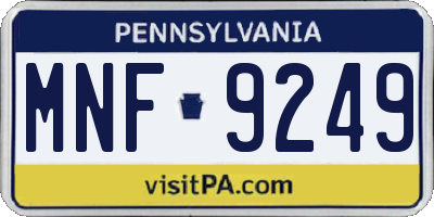 PA license plate MNF9249