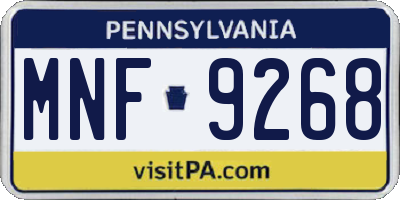 PA license plate MNF9268