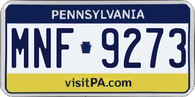 PA license plate MNF9273