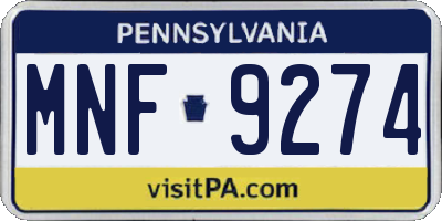 PA license plate MNF9274