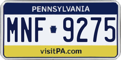 PA license plate MNF9275