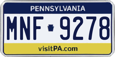 PA license plate MNF9278