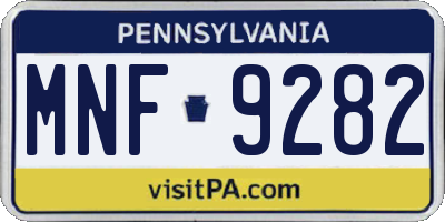 PA license plate MNF9282