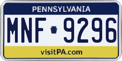 PA license plate MNF9296