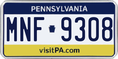 PA license plate MNF9308