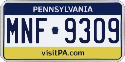 PA license plate MNF9309