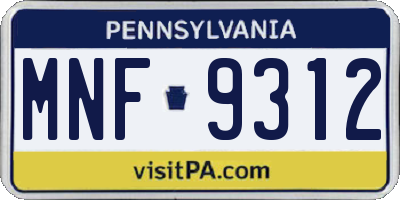 PA license plate MNF9312