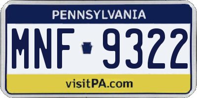 PA license plate MNF9322