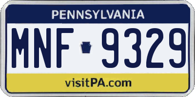 PA license plate MNF9329
