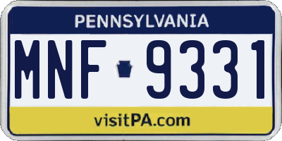 PA license plate MNF9331