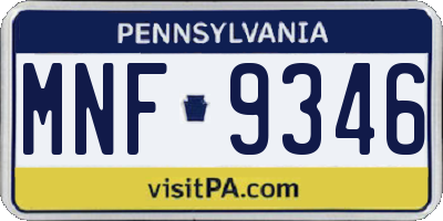 PA license plate MNF9346