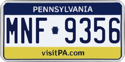 PA license plate MNF9356