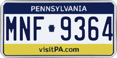 PA license plate MNF9364