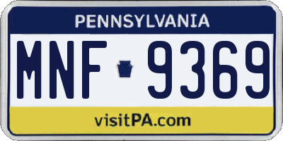 PA license plate MNF9369