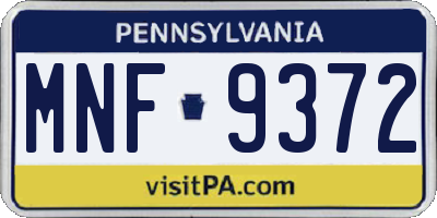 PA license plate MNF9372