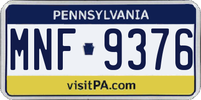 PA license plate MNF9376