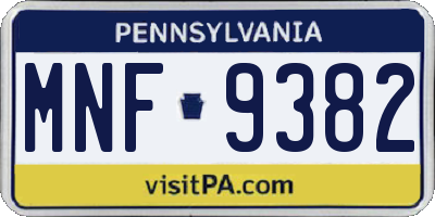 PA license plate MNF9382