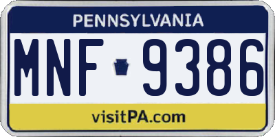 PA license plate MNF9386