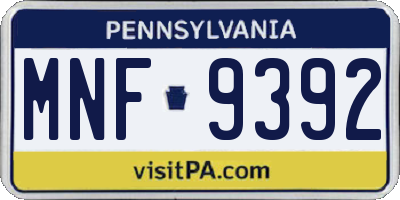 PA license plate MNF9392