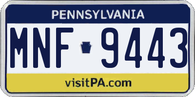 PA license plate MNF9443