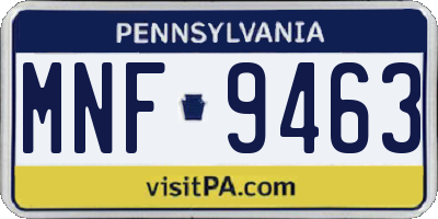 PA license plate MNF9463