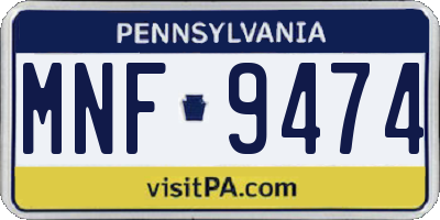 PA license plate MNF9474