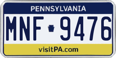 PA license plate MNF9476