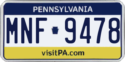 PA license plate MNF9478