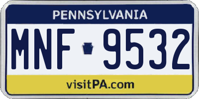 PA license plate MNF9532